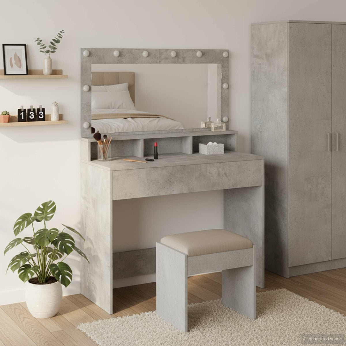 vidaXL Dressing Table Concrete Grey 100 x 41 x 135 cm Engineered Wood 1