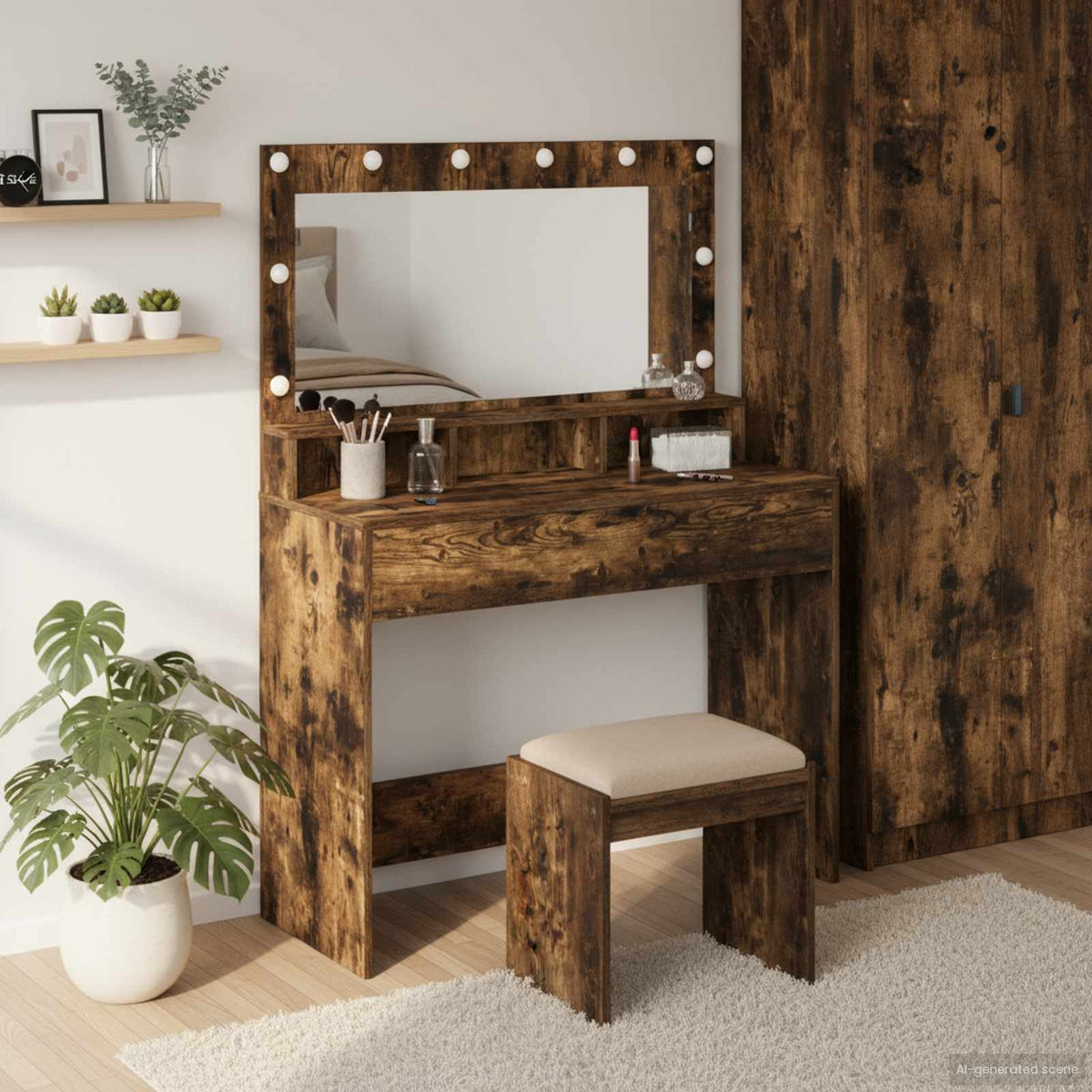 vidaXL Dressing Table Smoked Oak 100 x 41 x 135 cm Engineered Wood 1