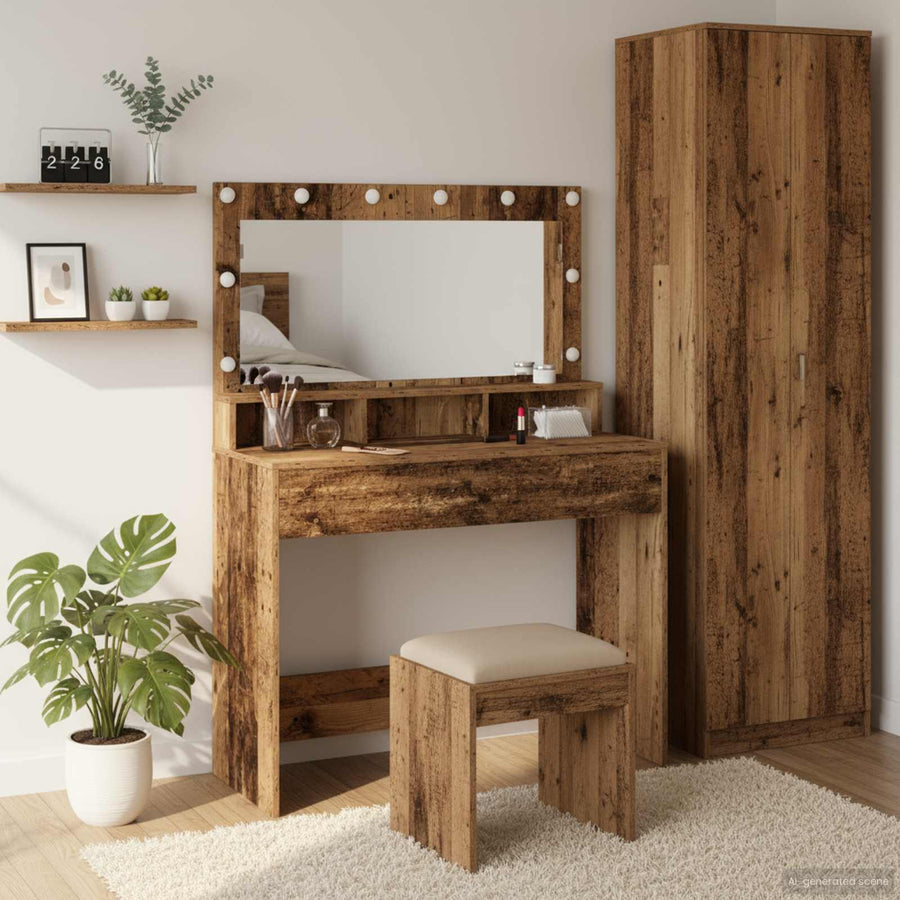 vidaXL Dressing Table Old Wood 100 x 41 x 135 cm Engineered Wood 1