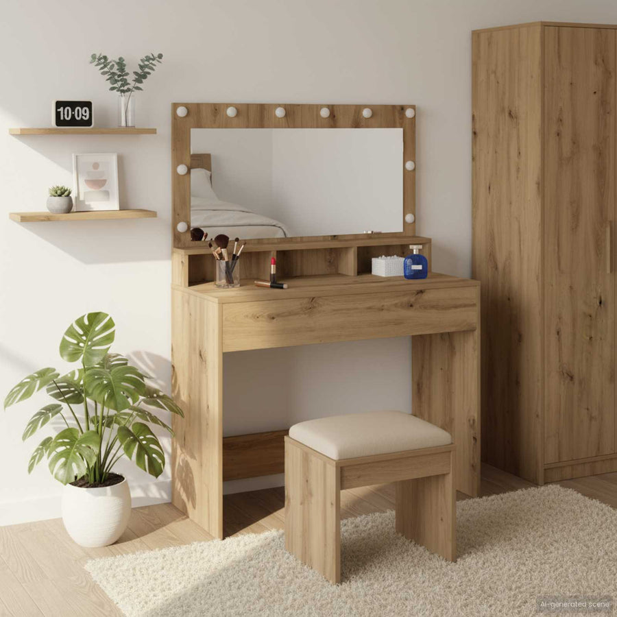 vidaXL Dressing Table Artisan Oak 100 x 41 x 135 cm Engineered Wood 1