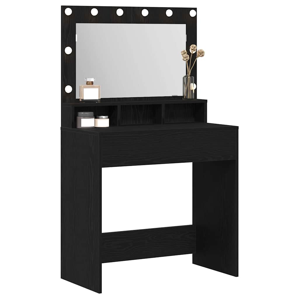 vidaXL Dressing Table Black Oak 75.5 x 41 x 135 cm Engineered Wood 3