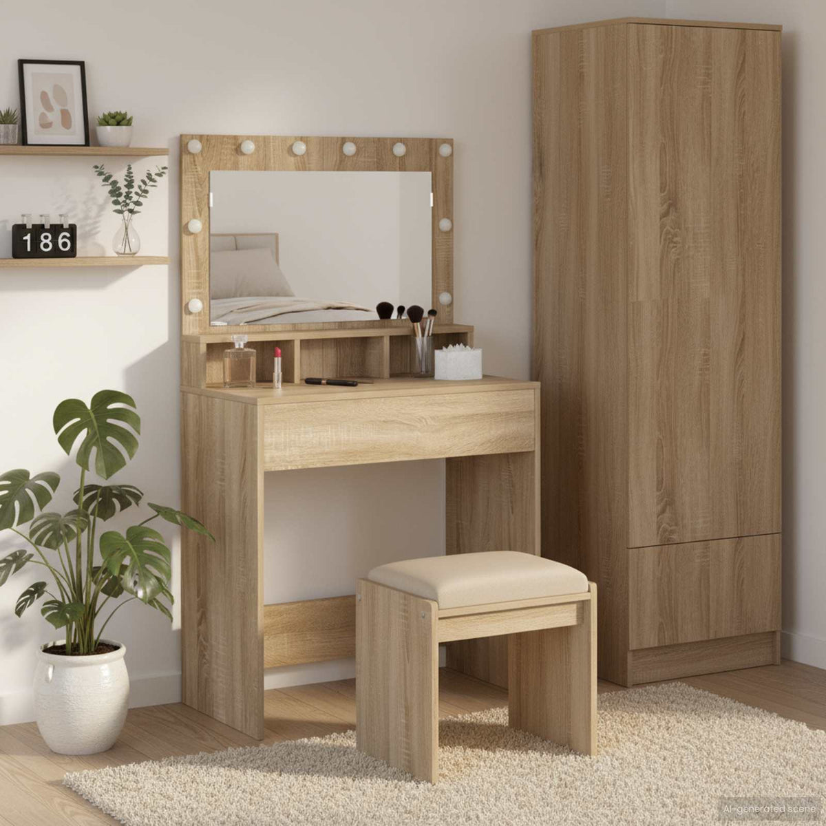 vidaXL Dressing Table Sonoma Oak 75.5 x 41 x 135 cm Engineered Wood 1