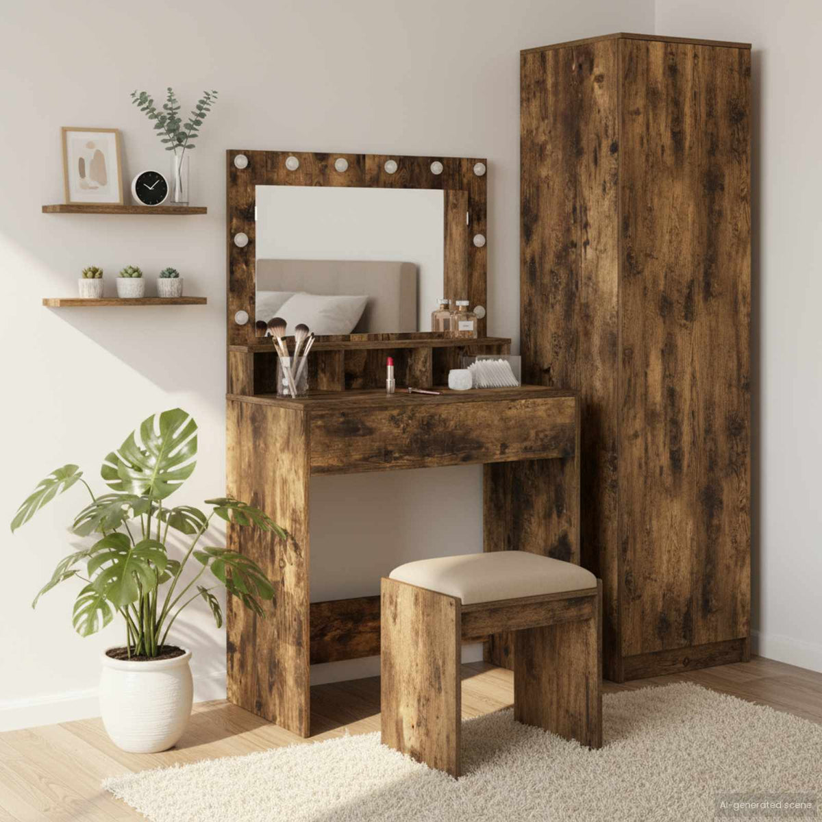 vidaXL Dressing Table Smoked Oak 75.5 x 41 x 135 cm Engineered Wood 1