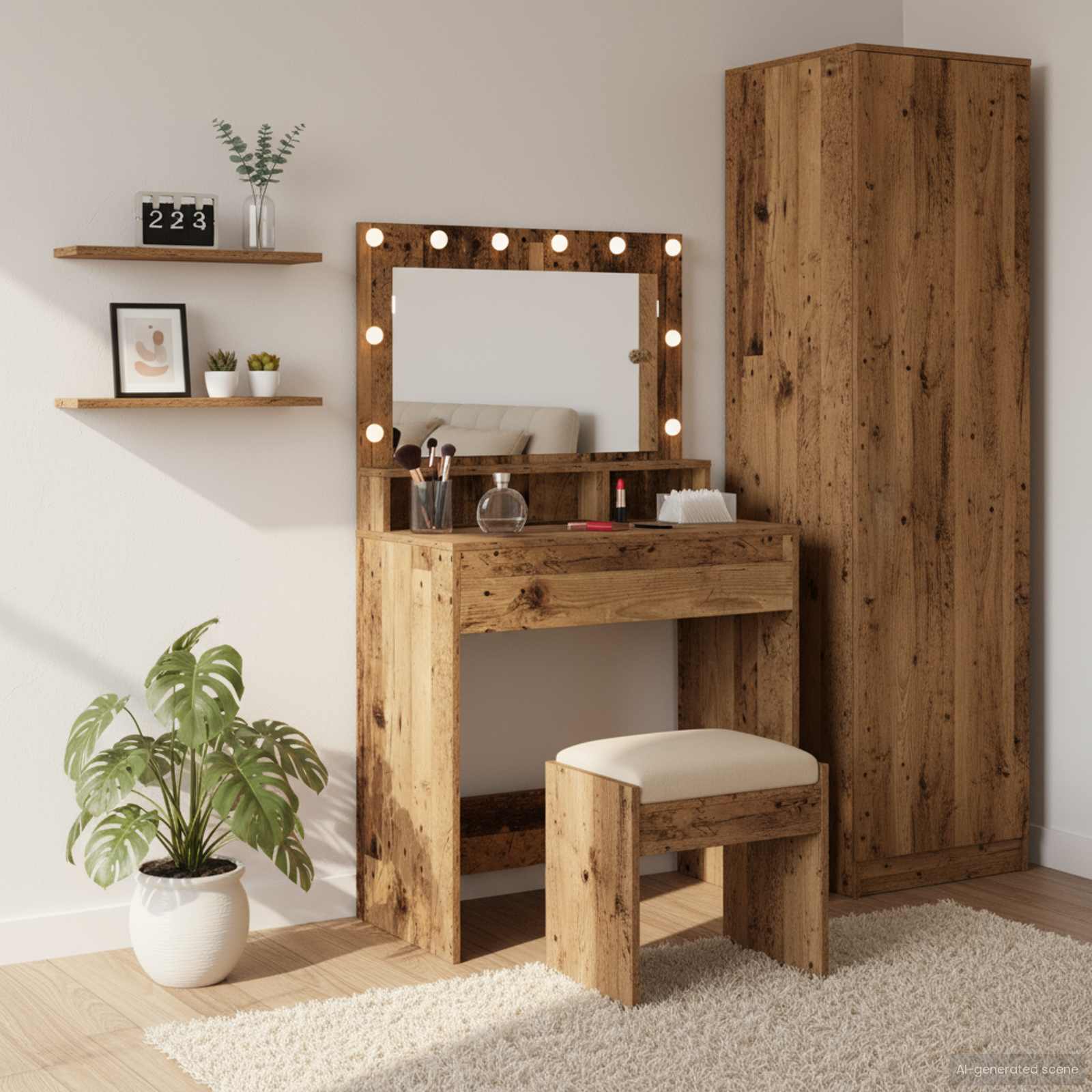 vidaXL Dressing Table Old Wood 75.5 x 41 x 135 cm Engineered Wood 1