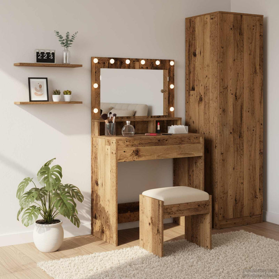 vidaXL Dressing Table Old Wood 75.5 x 41 x 135 cm Engineered Wood 1