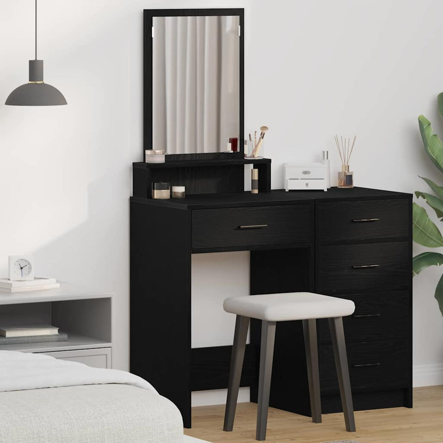 vidaXL Dressing Table Black Oak 50 x 41 x 140 cm Engineered Wood 1