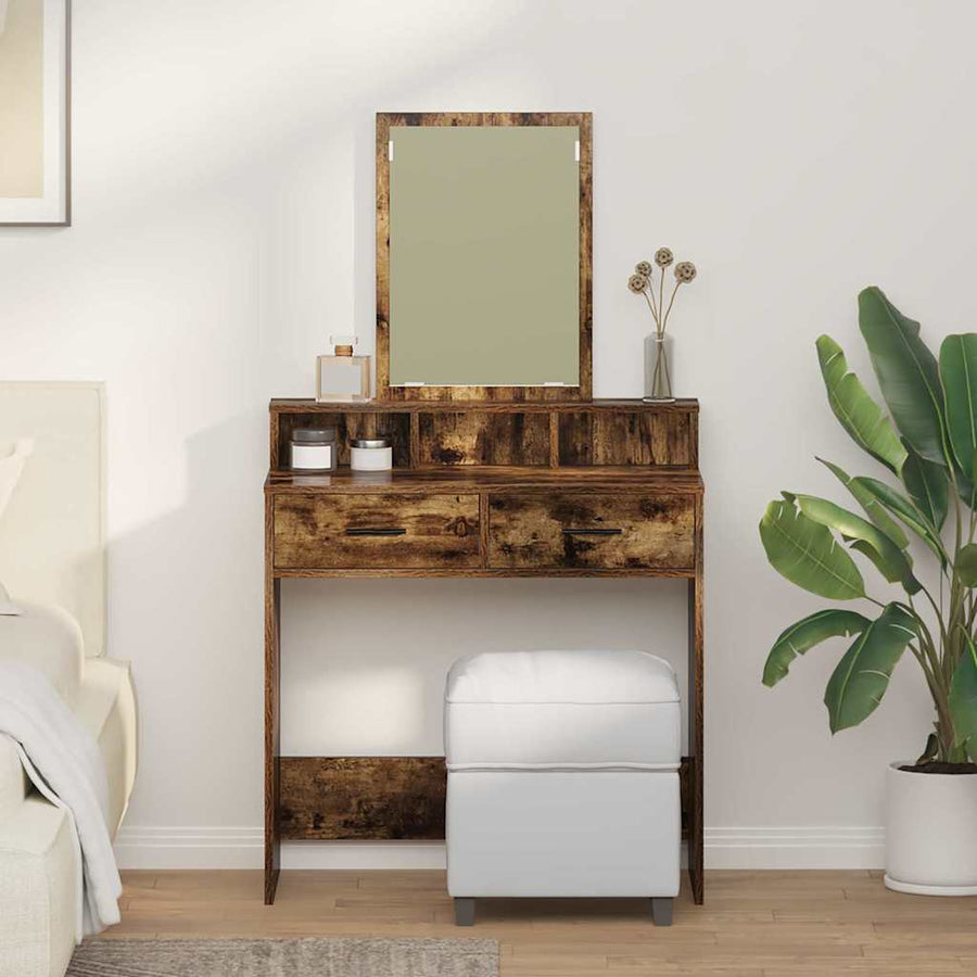 vidaXL Dressing Table Smoked Oak 79 x 41 x 140 cm Engineered Wood 1