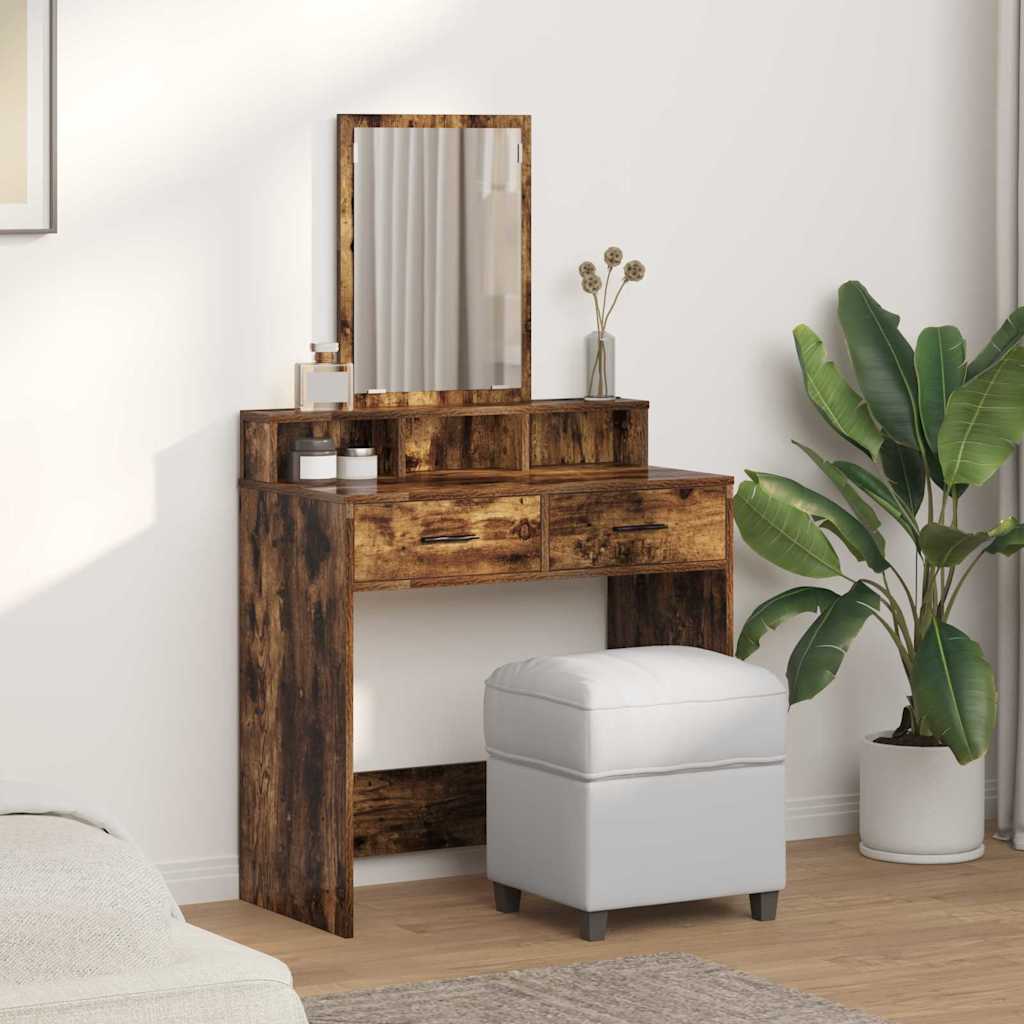 vidaXL Dressing Table Smoked Oak 79 x 41 x 140 cm Engineered Wood 4