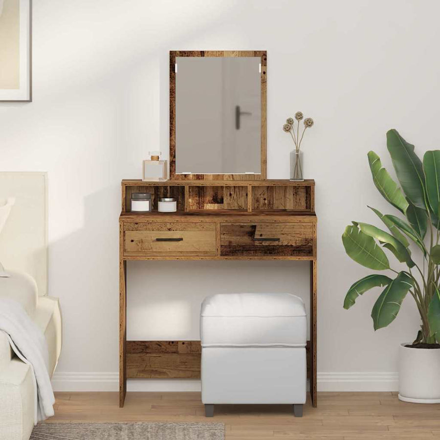 vidaXL Dressing Table Old Wood 79 x 41 x 140 cm Engineered Wood 1