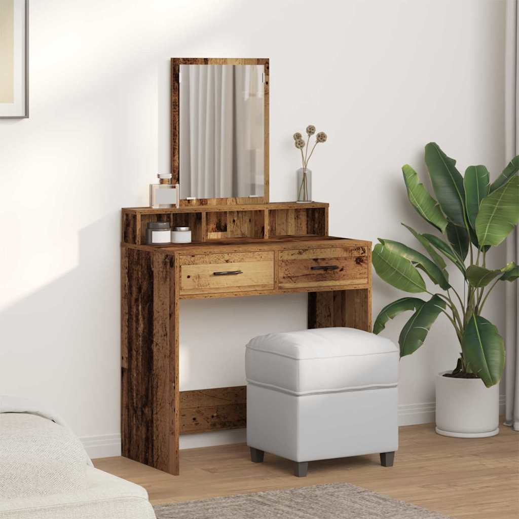 vidaXL Dressing Table Old Wood 79 x 41 x 140 cm Engineered Wood 4