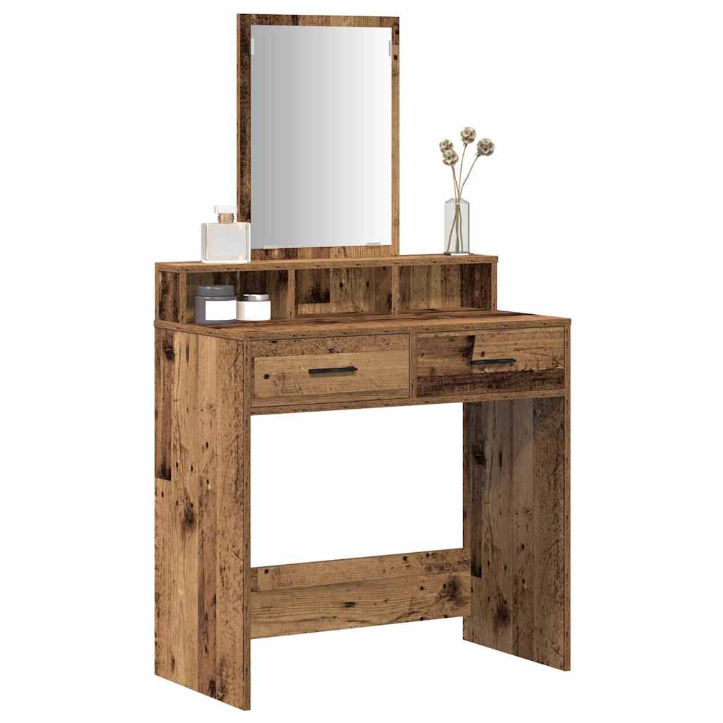 vidaXL Dressing Table Old Wood 79 x 41 x 140 cm Engineered Wood 3