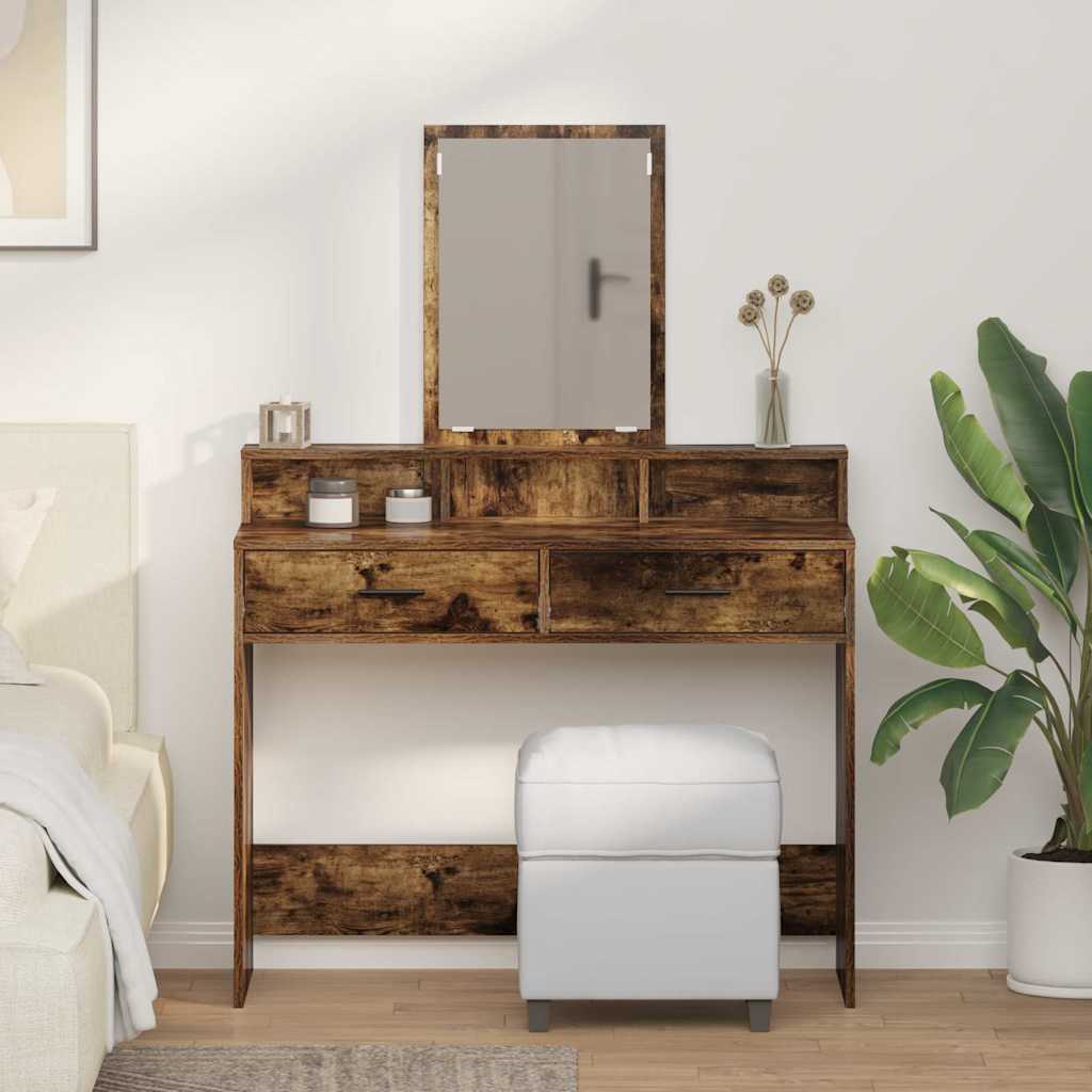 vidaXL Dressing Table Smoked Oak 100 x 41 x 140 cm Engineered Wood 1