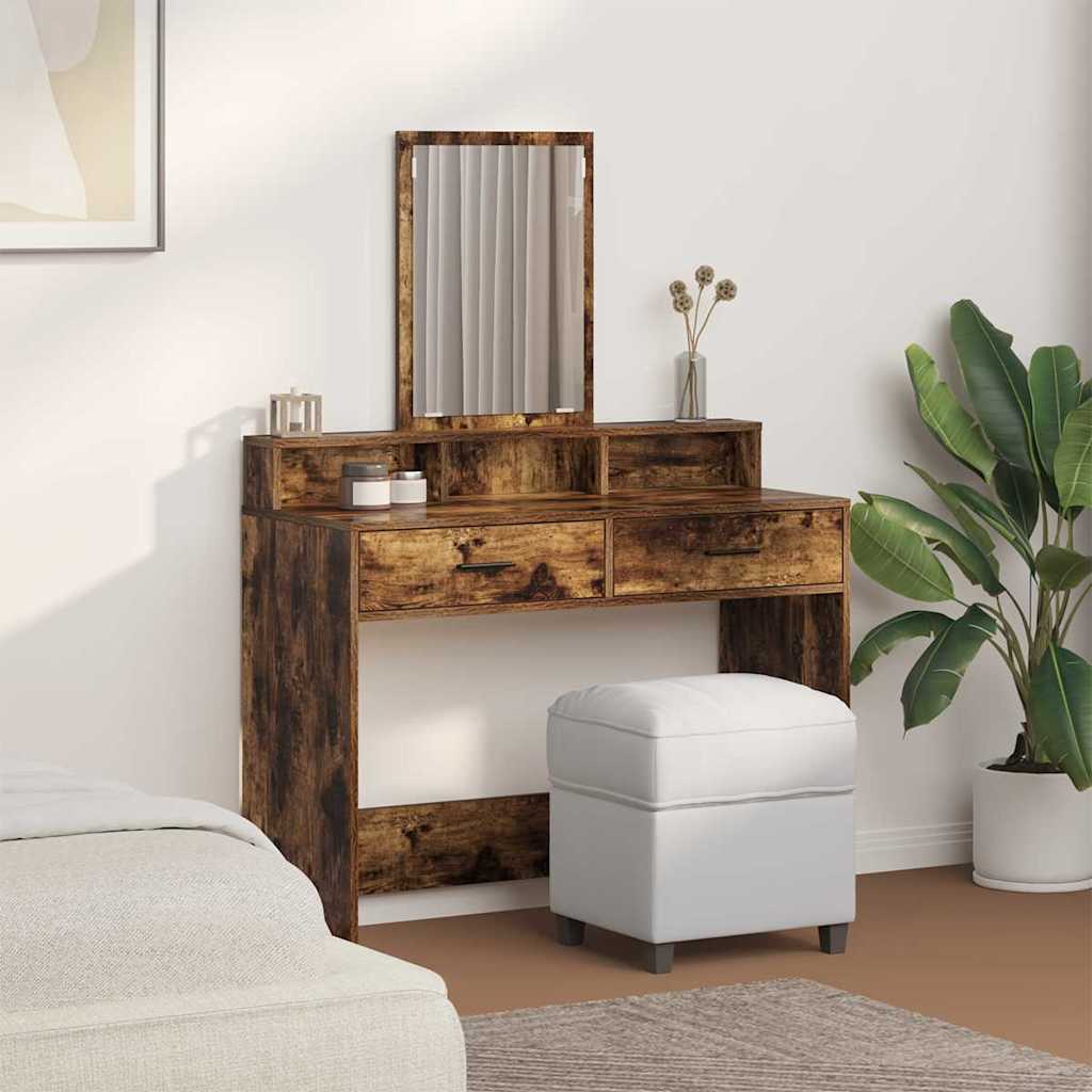 vidaXL Dressing Table Smoked Oak 100 x 41 x 140 cm Engineered Wood 4