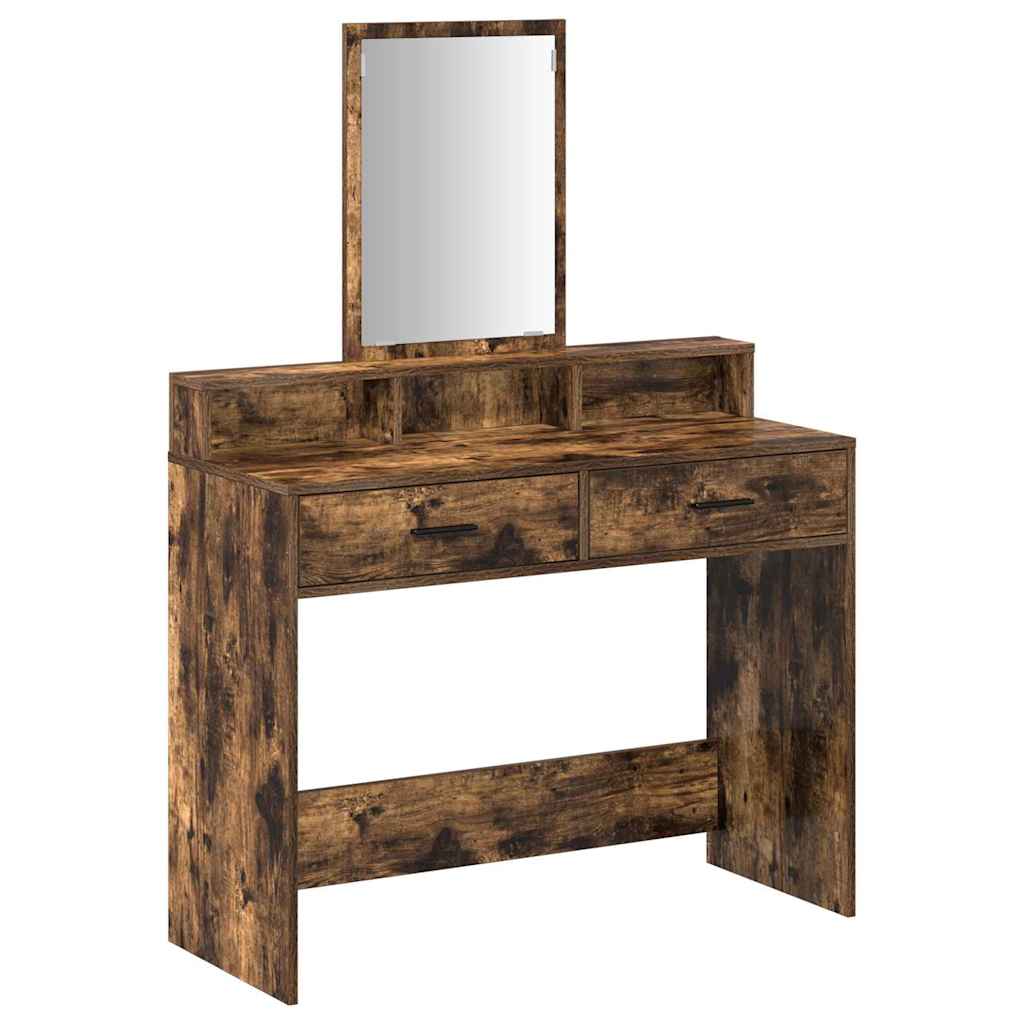 vidaXL Dressing Table Smoked Oak 100 x 41 x 140 cm Engineered Wood 2