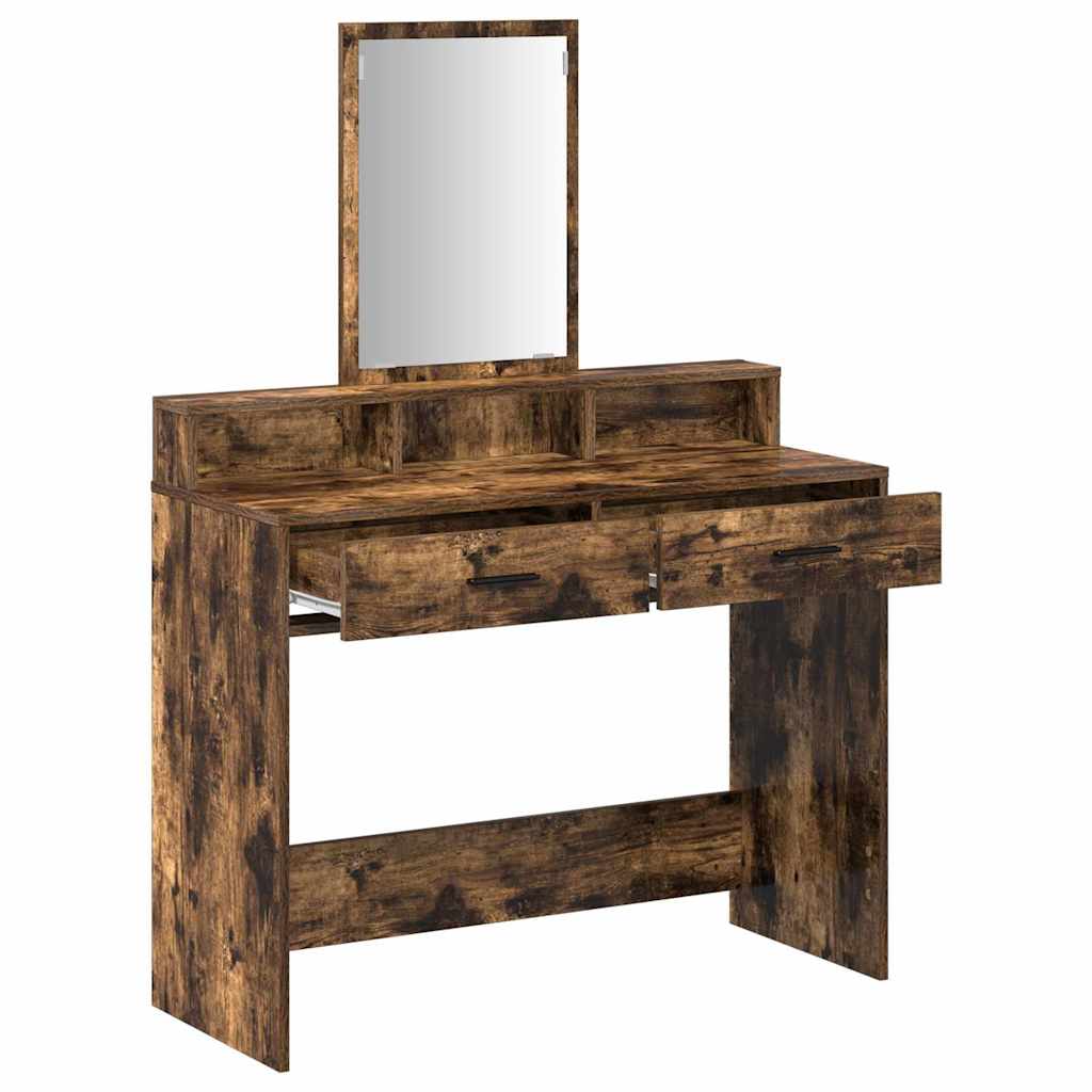 vidaXL Dressing Table Smoked Oak 100 x 41 x 140 cm Engineered Wood 5