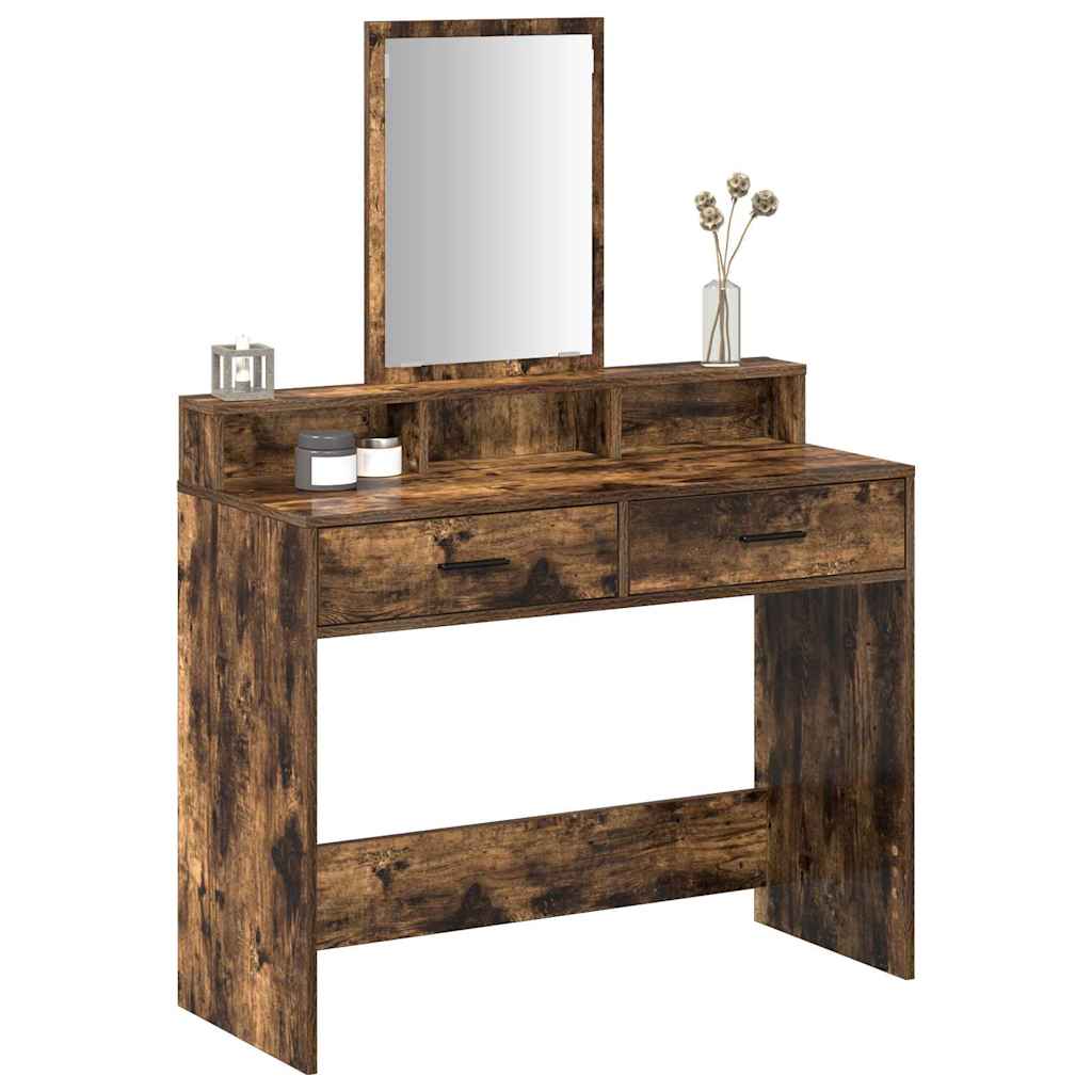 vidaXL Dressing Table Smoked Oak 100 x 41 x 140 cm Engineered Wood 3
