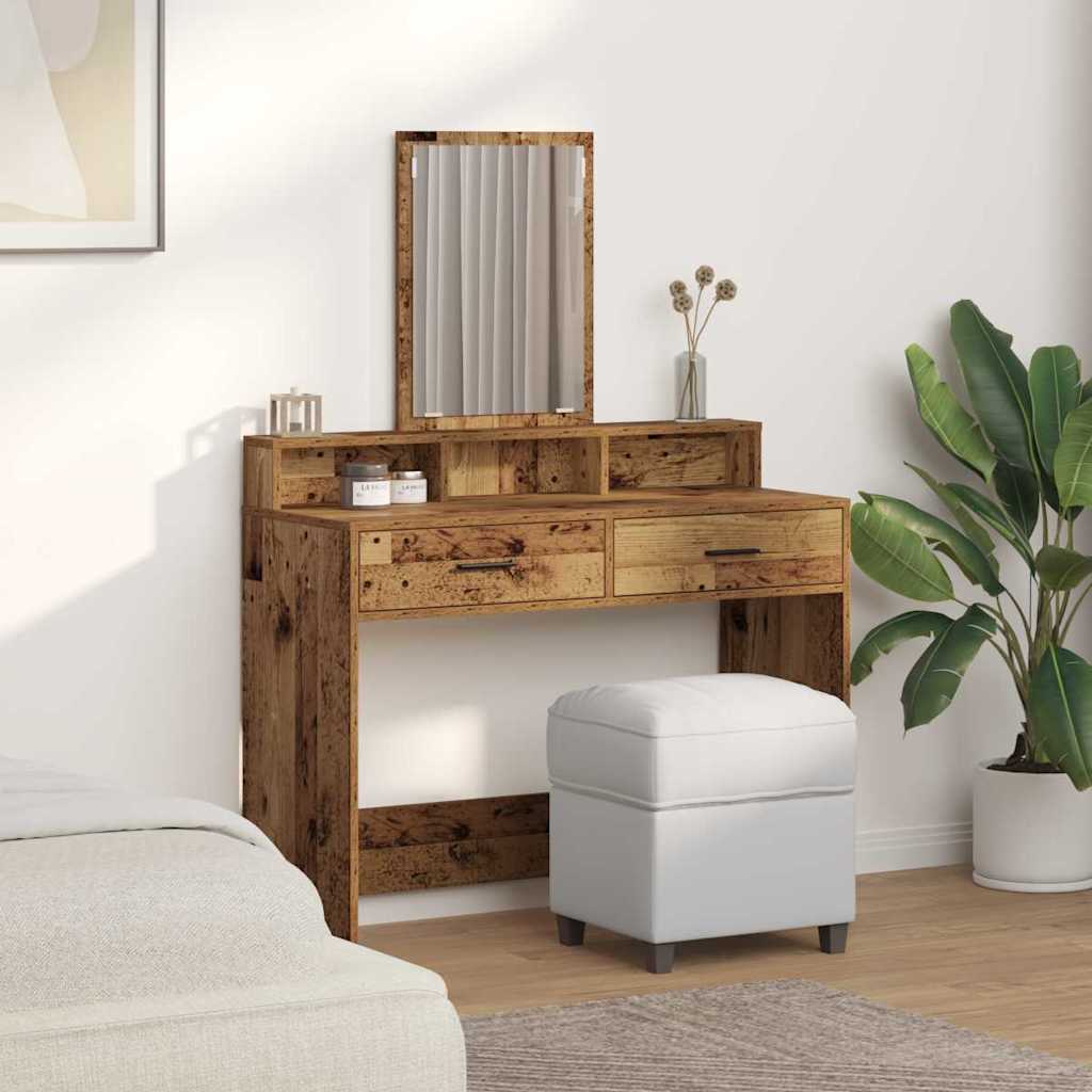 vidaXL Dressing Table Old Wood 100 x 41 x 140 cm Engineered Wood 4