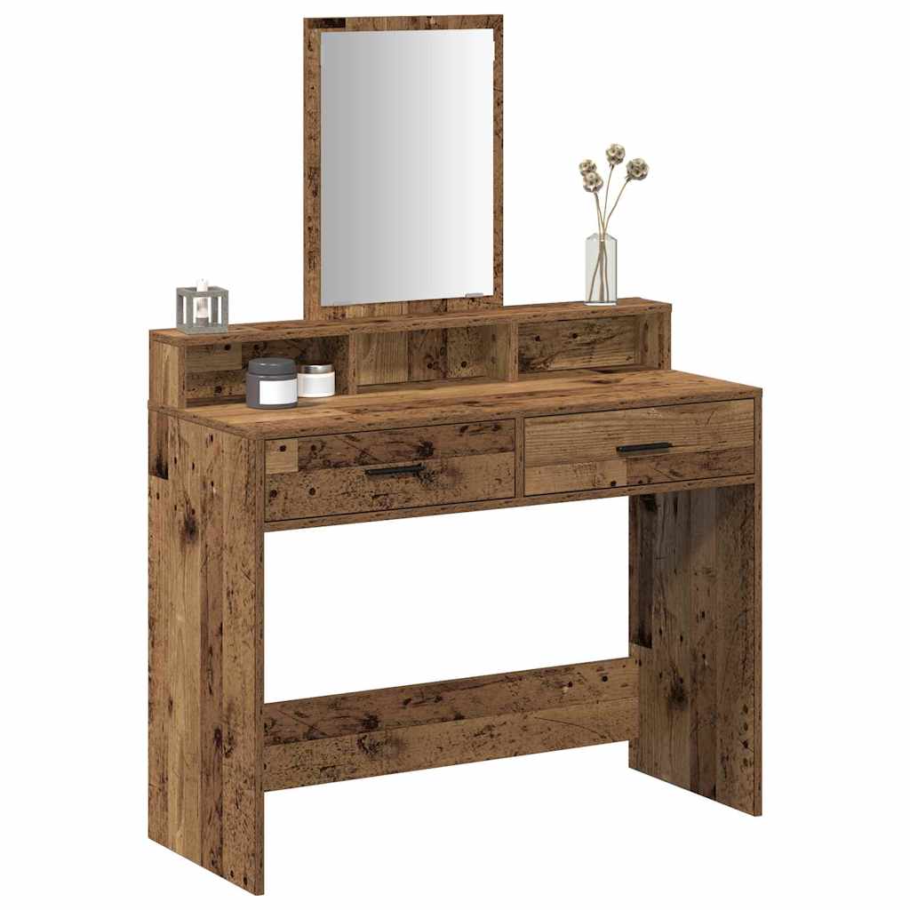 vidaXL Dressing Table Old Wood 100 x 41 x 140 cm Engineered Wood 3