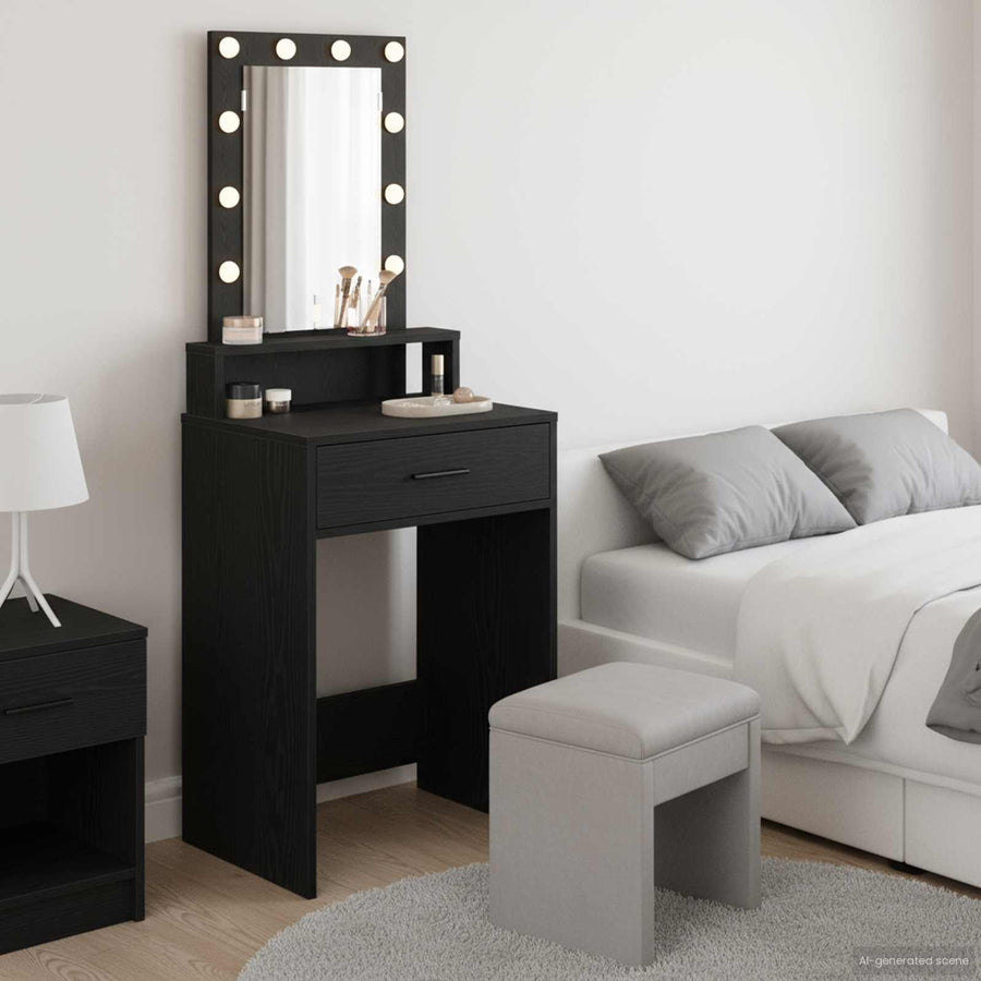 vidaXL Dressing Table Black 50 x 41 x 140 cm Engineered Wood 1