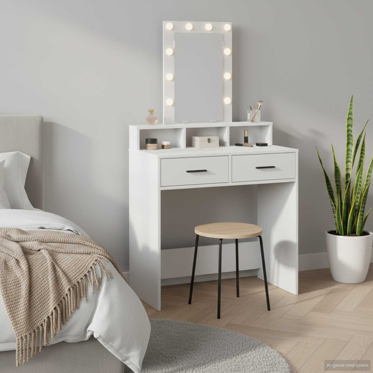 vidaXL Dressing Table White 79 x 41 x 140 cm Engineered Wood 1