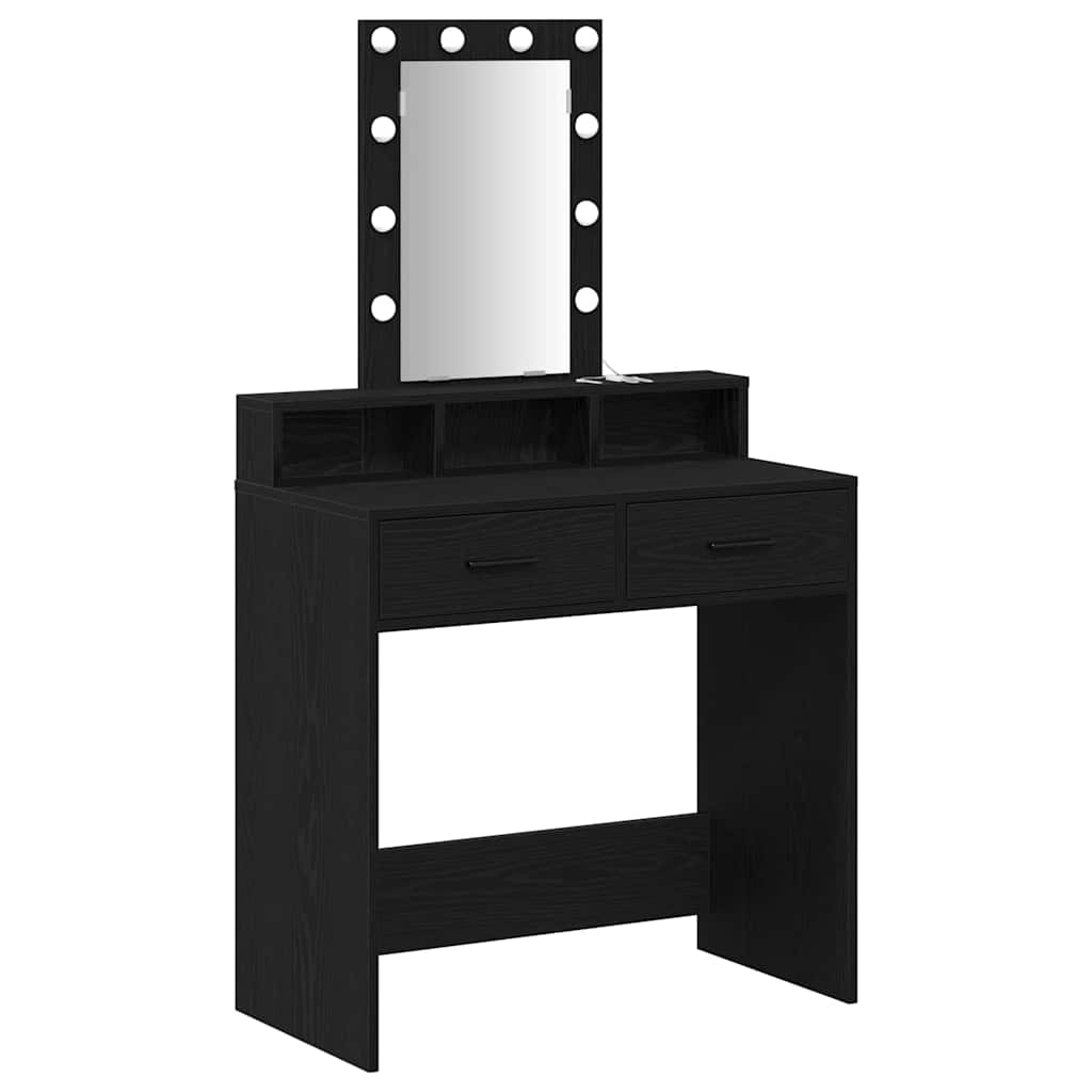 vidaXL Dressing Table Black 79 x 41 x 140 cm Engineered Wood 2
