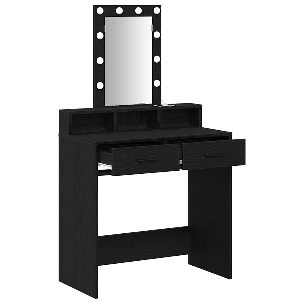 vidaXL Dressing Table Black 79 x 41 x 140 cm Engineered Wood 4