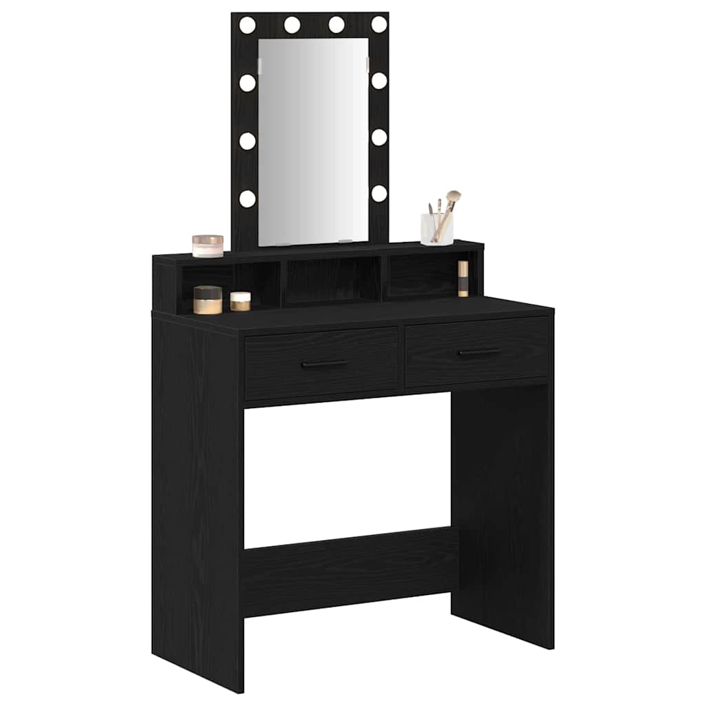 vidaXL Dressing Table Black 79 x 41 x 140 cm Engineered Wood 3