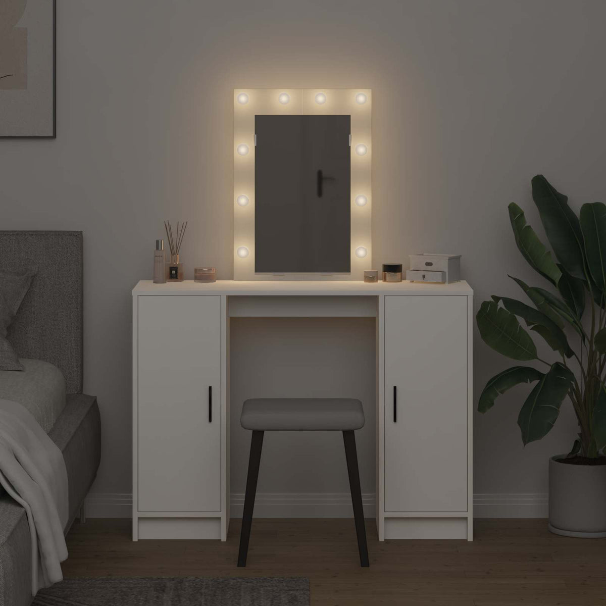 vidaXL Dressing Table White 102 x 33 x 135 cm Engineered Wood 4