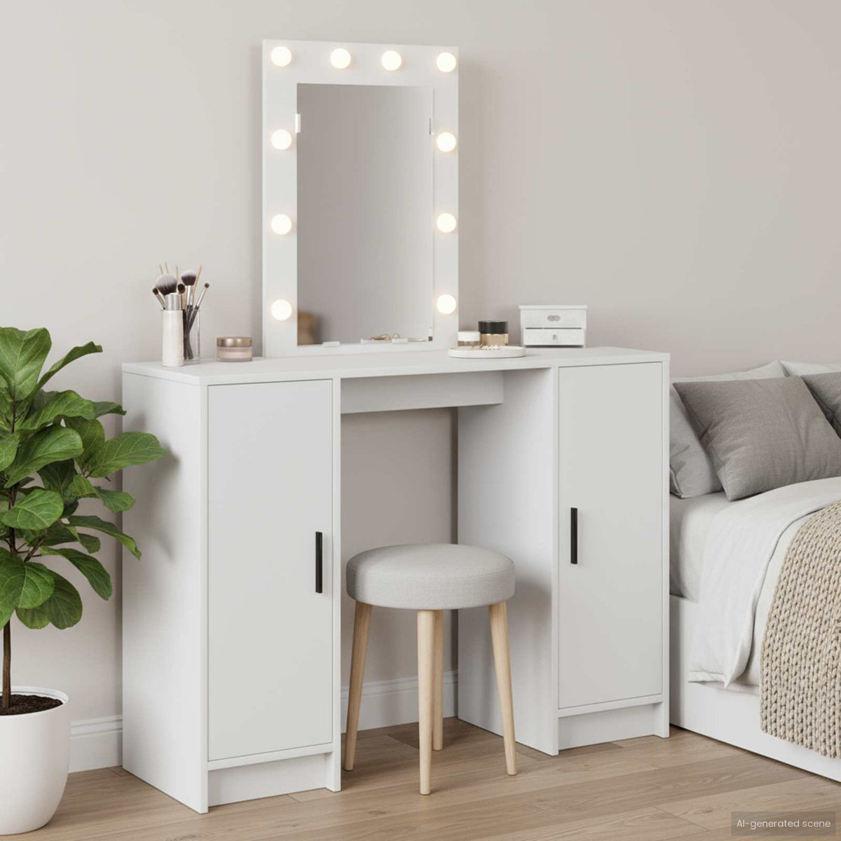 vidaXL Dressing Table White 102 x 33 x 135 cm Engineered Wood 1