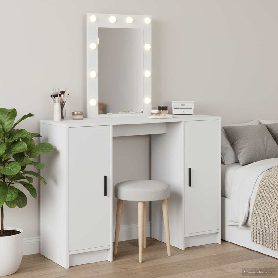 vidaXL Dressing Table White 102 x 33 x 135 cm Engineered Wood 1