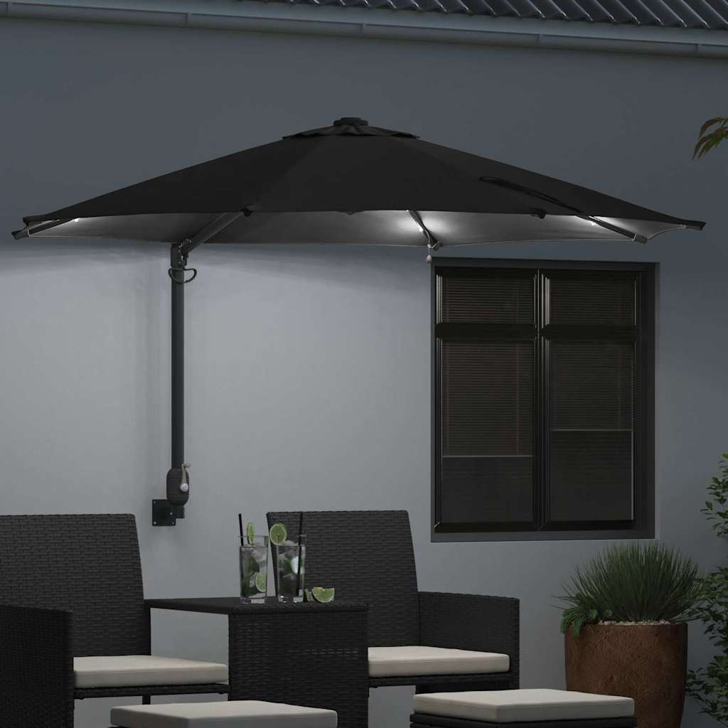 vidaXL Garden Parasol 248 x 248 x 148 cm Polyester and Steel Black 3