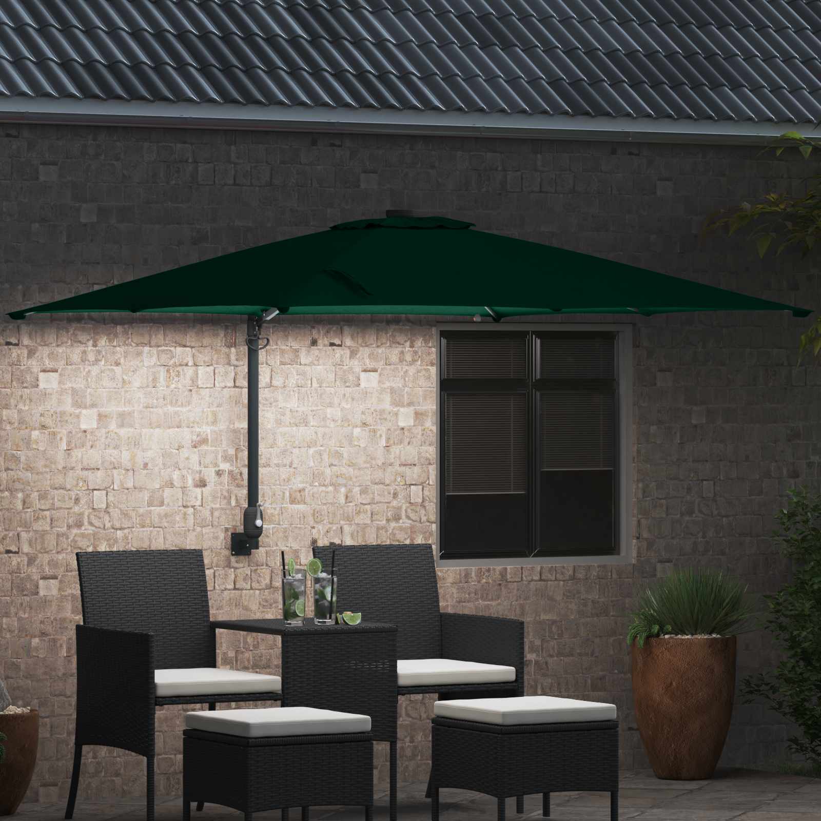 vidaXL Garden Parasol Green 248.5 x 247.5 x 160 cm Polyester and Steel 3