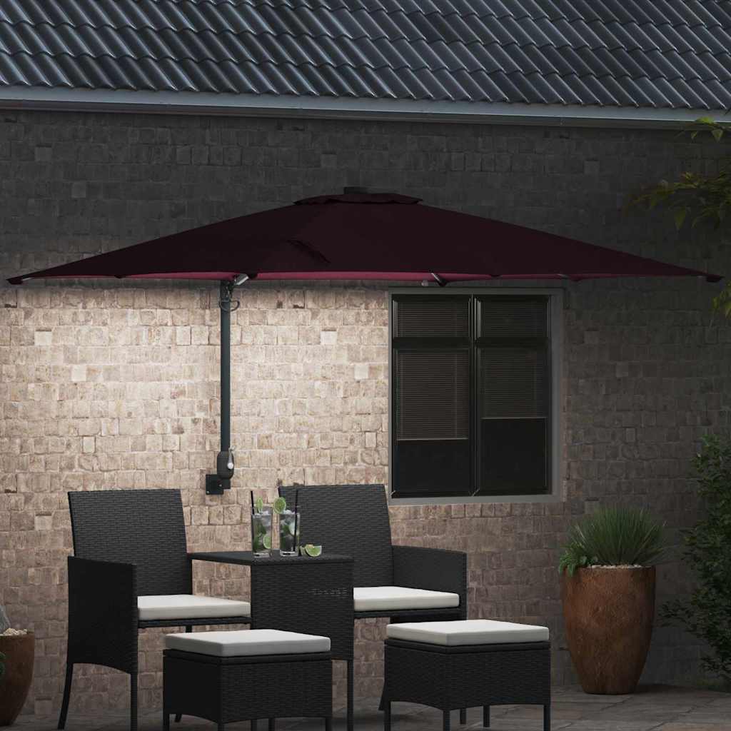 vidaXL Garden Parasol Bordeaux Red 248.5 x 247.5 x 160 cm 3
