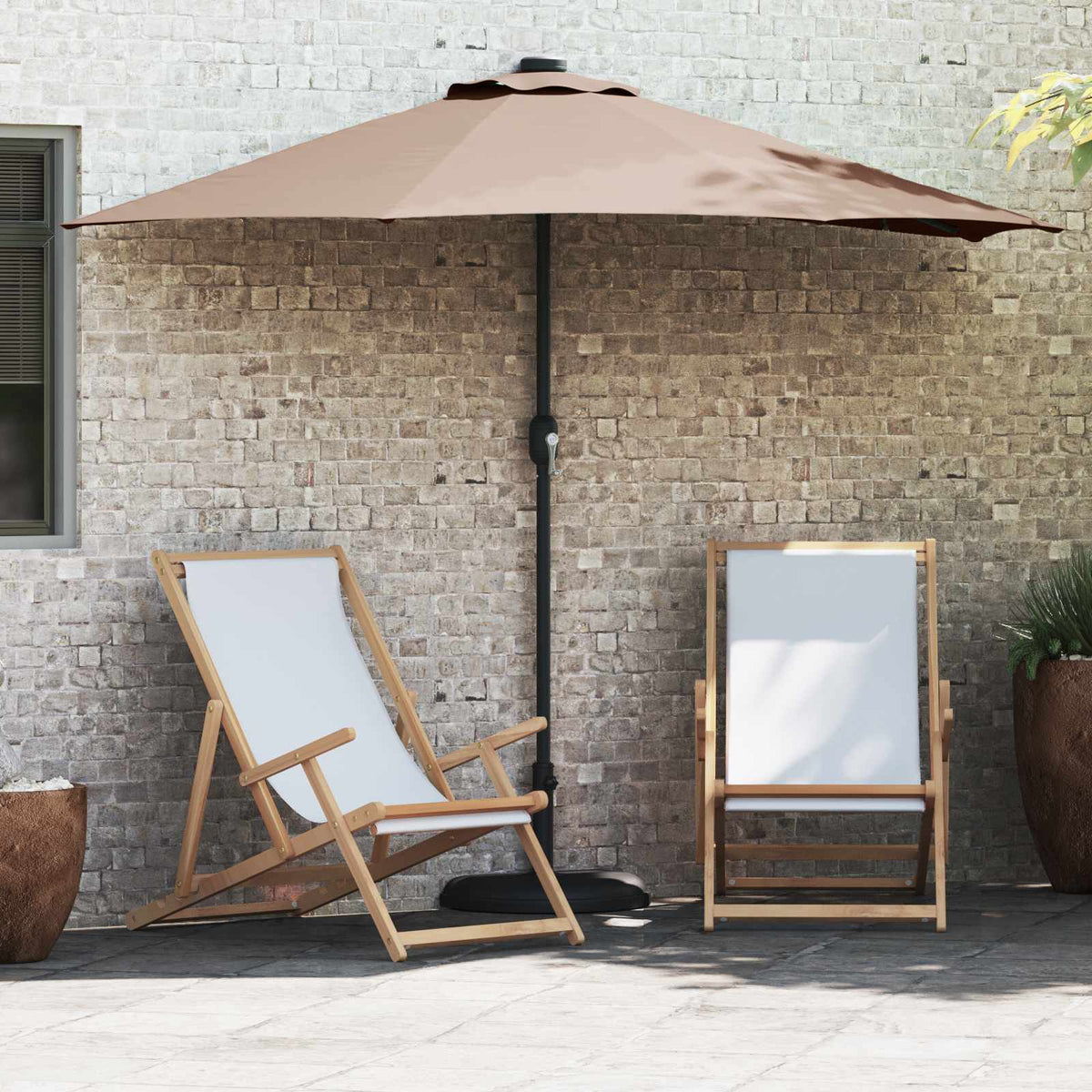 Garden Parasol 294 x 150 x 224 cm Polyester and Steel Taupe