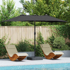 vidaXL Garden Parasol Black 385 x 209 x 244 cm Polyester and Steel 1