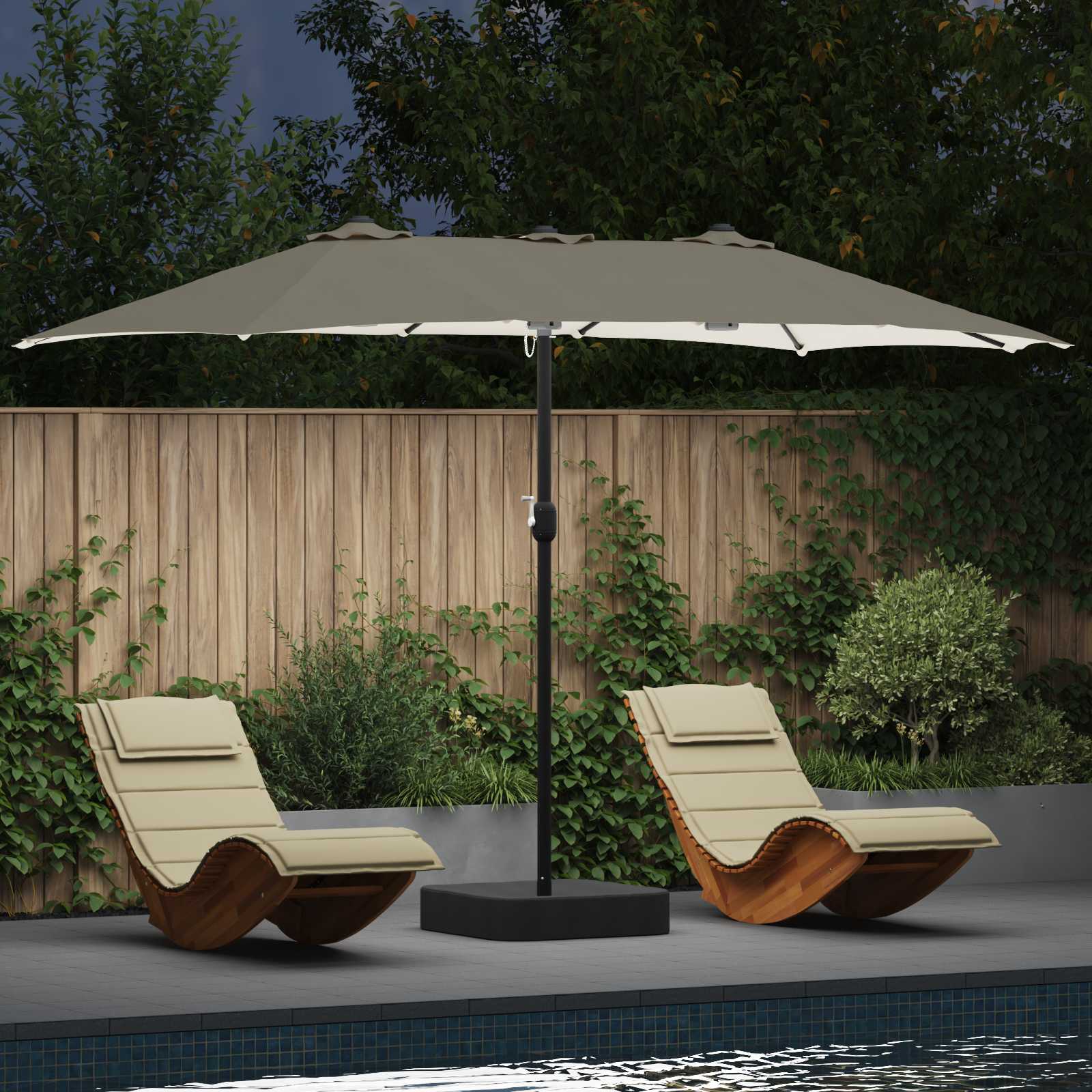 vidaXL Garden Parasol Sand and Anthracite 385 x 209 x 244 cm Polyester 1