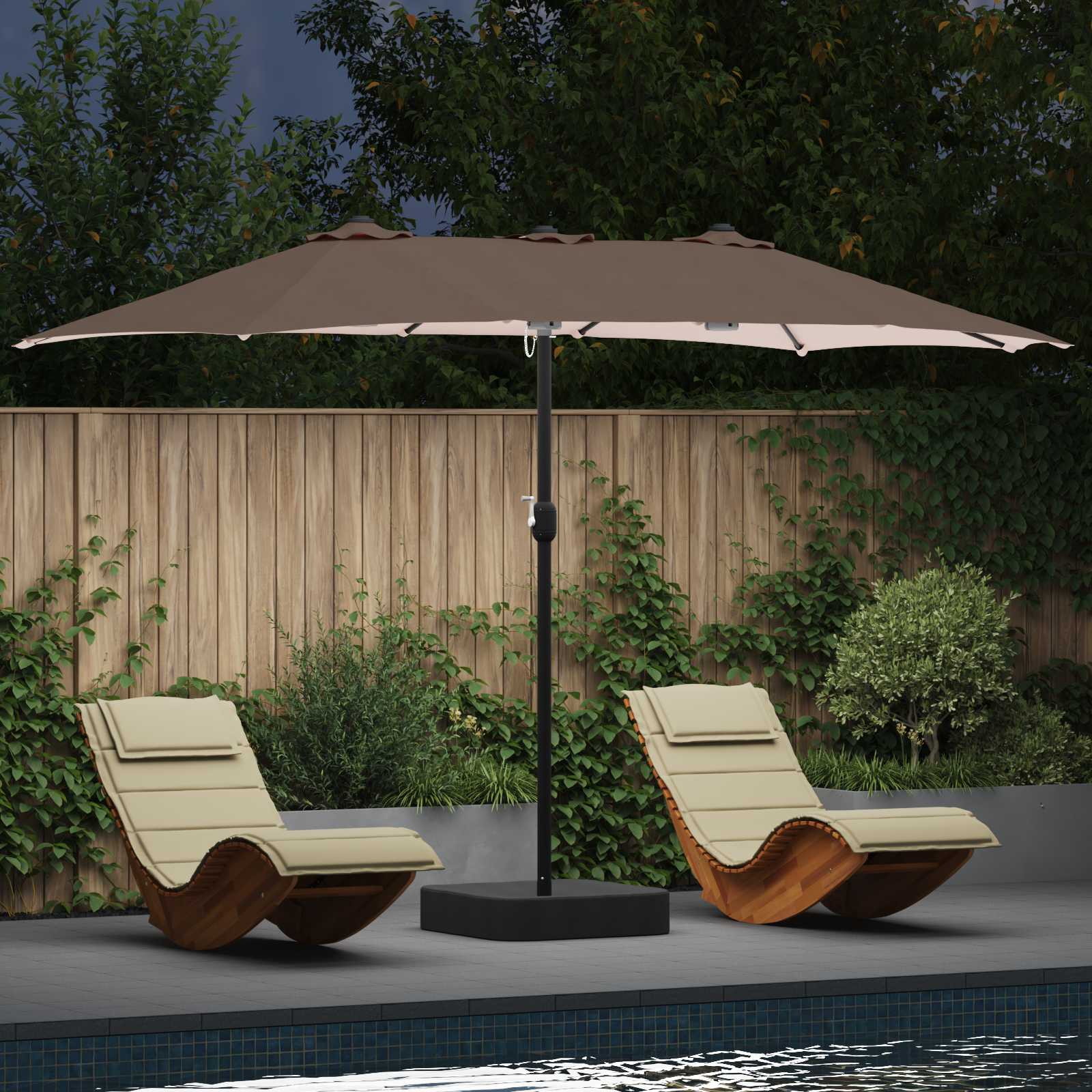 vidaXL Garden Parasol 385 x 209 x 244 cm Polyester Taupe 1