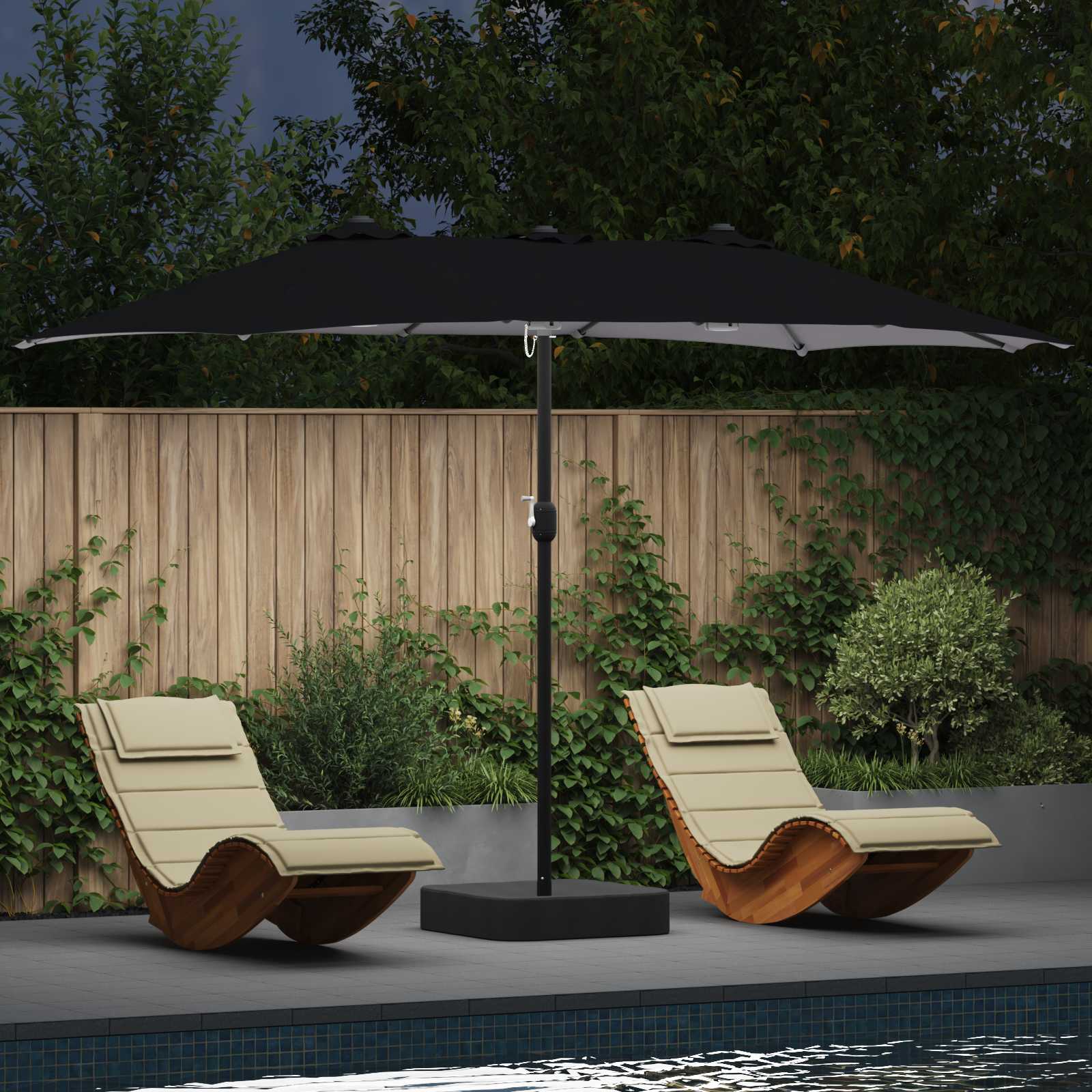 vidaXL Garden Parasol Black 385 x 209 x 244 cm Polyester 1