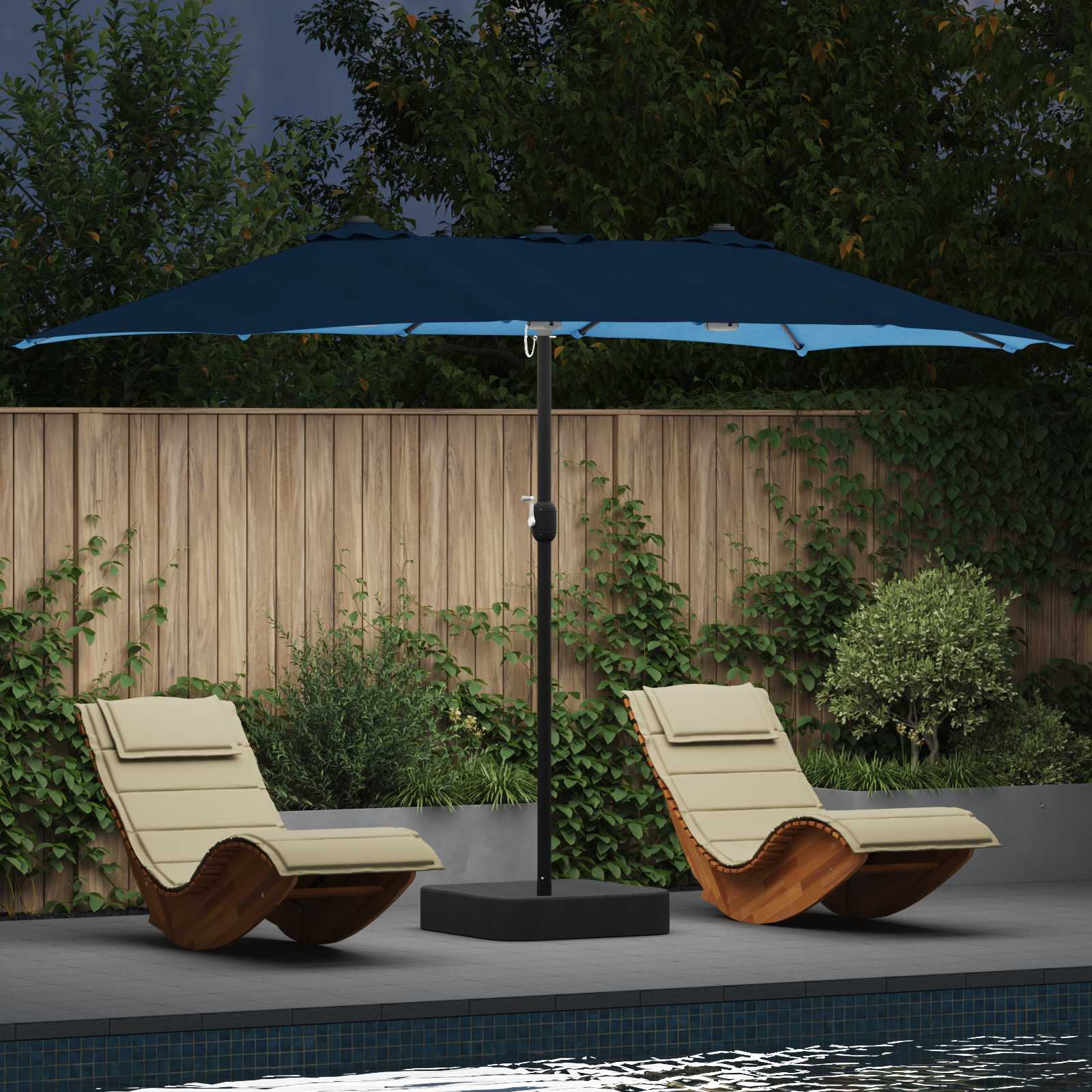 vidaXL Garden Parasol 385 x 209 x 244 cm Polyester Azurblau 1