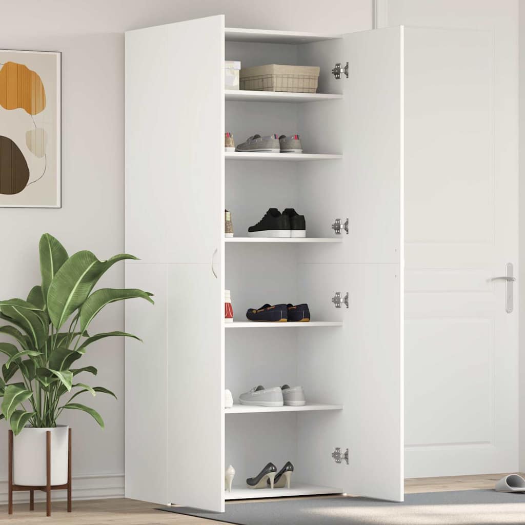 vidaXL Shoe Cabinet 80 x 35.5 x 180 cm Engineered Wood White 1