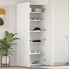 vidaXL Shoe Cabinet 80 x 35.5 x 180 cm Engineered Wood White 1