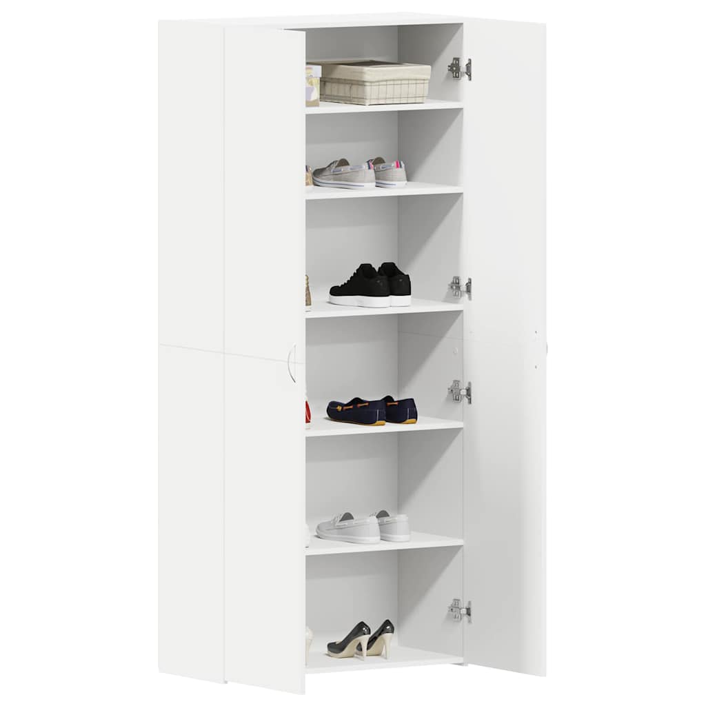 vidaXL Shoe Cabinet 80 x 35.5 x 180 cm Engineered Wood White 3