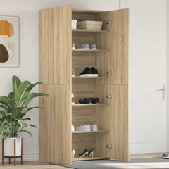 vidaXL Shoe Cabinet 80 x 35.5 x 180 cm Engineered Wood Brown 1