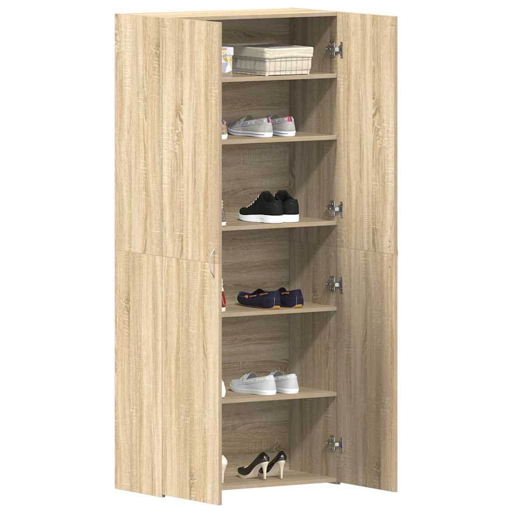 vidaXL Shoe Cabinet 80 x 35.5 x 180 cm Engineered Wood Brown 3