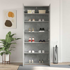 vidaXL Shoe Cabinet 80 x 35.5 x 180 cm Engineered Wood Grey 4