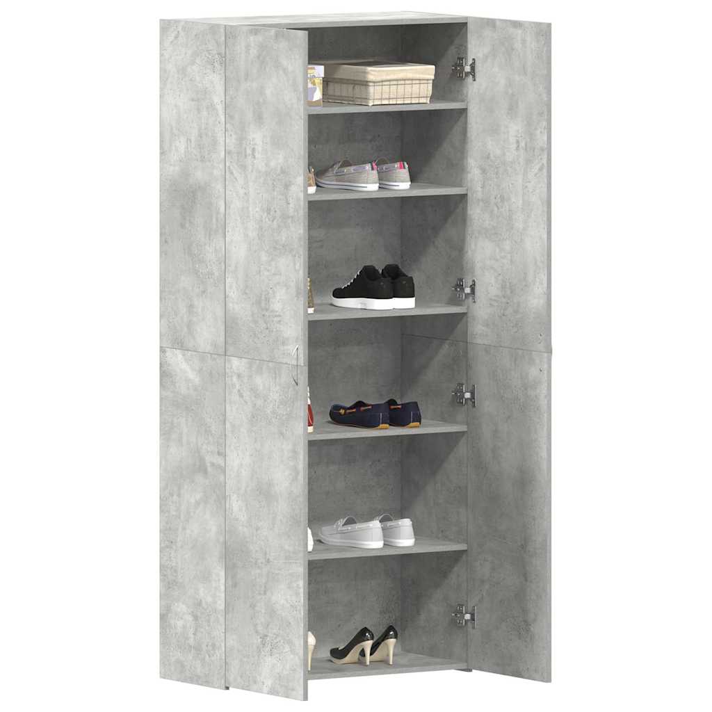 vidaXL Shoe Cabinet 80 x 35.5 x 180 cm Engineered Wood Grey 3