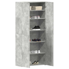 vidaXL Shoe Cabinet 80 x 35.5 x 180 cm Engineered Wood Grey 3