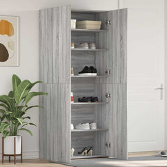 vidaXL Shoe Cabinet 80 x 35.5 x 180 cm Engineered Wood Grey 1