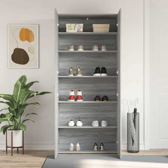 vidaXL Shoe Cabinet 80 x 35.5 x 180 cm Engineered Wood Grey 4