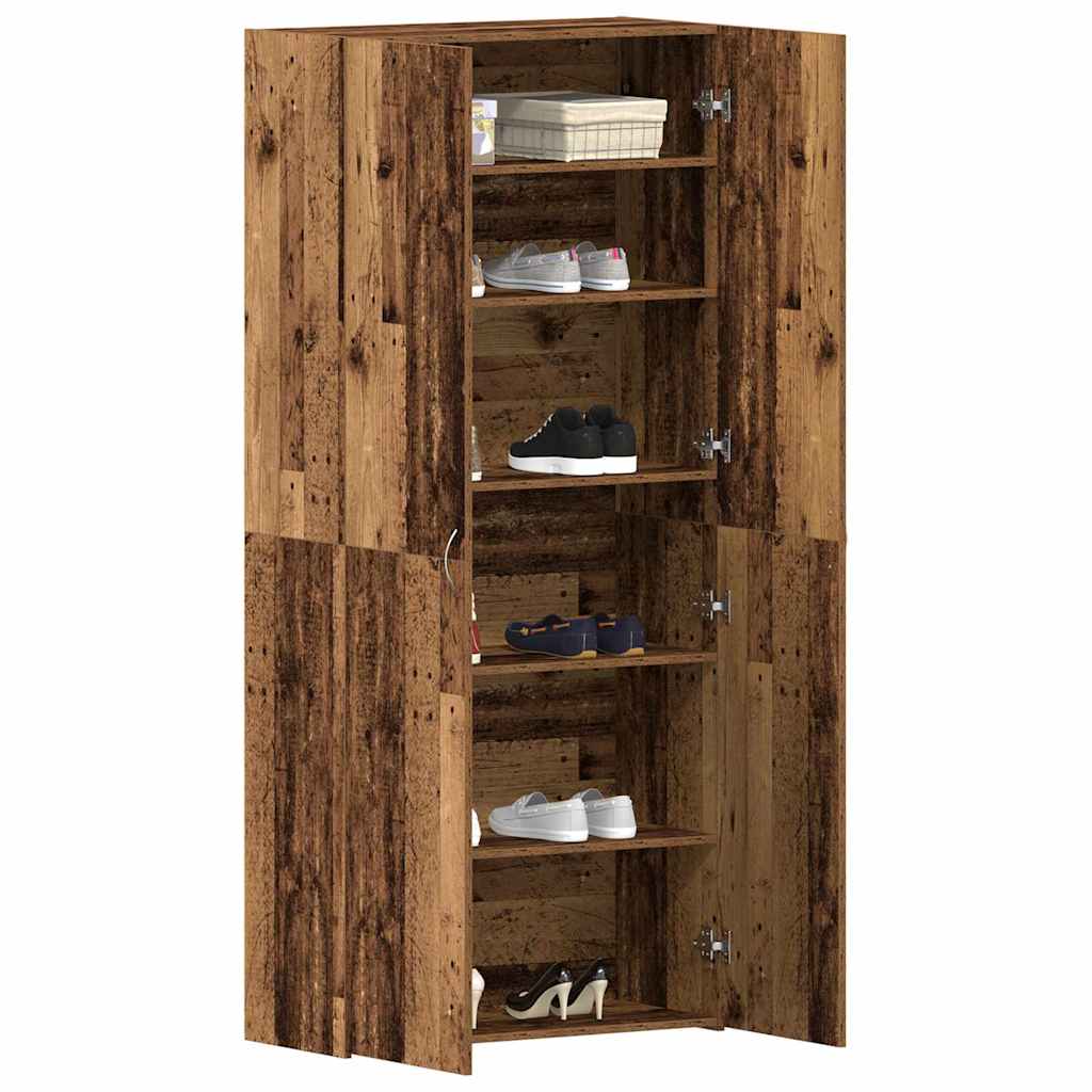 vidaXL Shoe Cabinet 80 x 35.5 x 180 cm Engineered Wood Brown 3